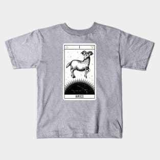 Aries Distressed Goth Tarot Zodiac Sign Kids T-Shirt